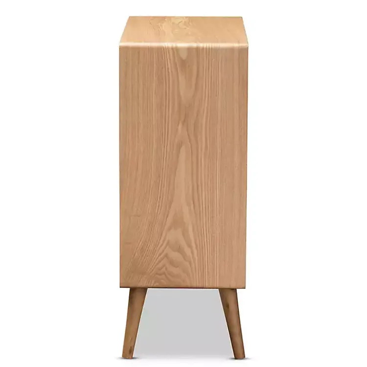 Kirklands Home Oak and Rattan 4-Drawer Chest Outlet