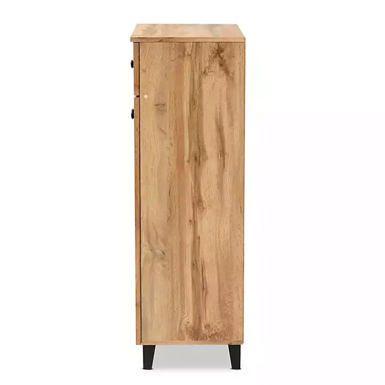 Kirklands Home Oak 2-Door Grid Shoe Storage Cabinet Tan Best