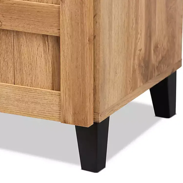 Kirklands Home Oak 2-Door Grid Shoe Storage Cabinet Tan Best