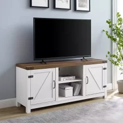 Kirklands Home Oak Farmhouse Double Door TV Stand Online