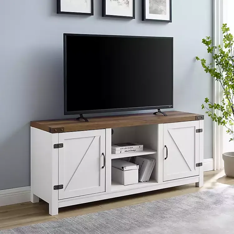 Kirklands Home Oak Farmhouse Double Door TV Stand Online