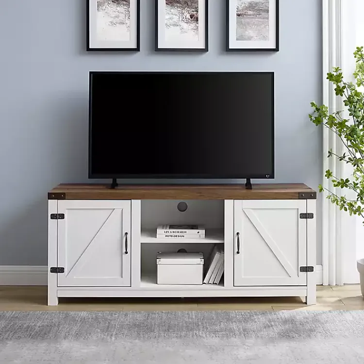 Kirklands Home Oak Farmhouse Double Door TV Stand Online
