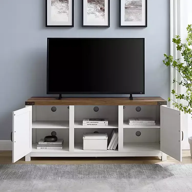 Kirklands Home Oak Farmhouse Double Door TV Stand Online