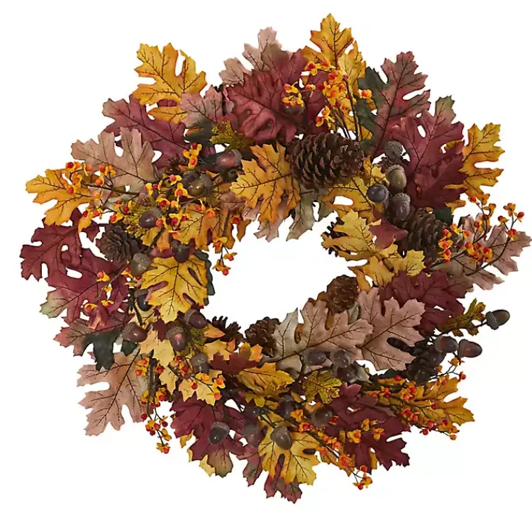 Fall>Kirklands Home Oak Leaves and Acorns Wreath
