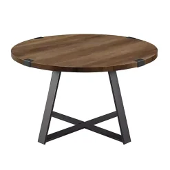 Kirklands Home Oak Urban Rustic Round Coffee Table Brown Discount