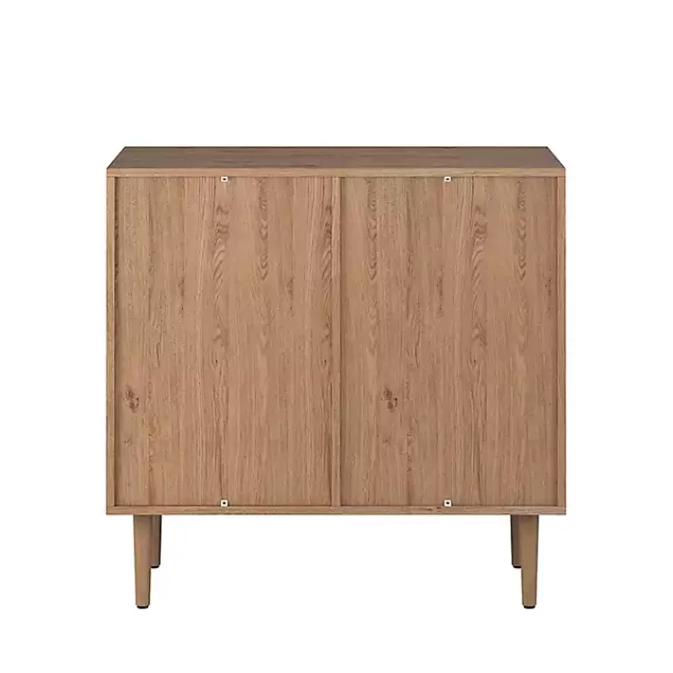 Kirklands Home Oak Wood and Arched Rat 2-Door Cabinet Tan New