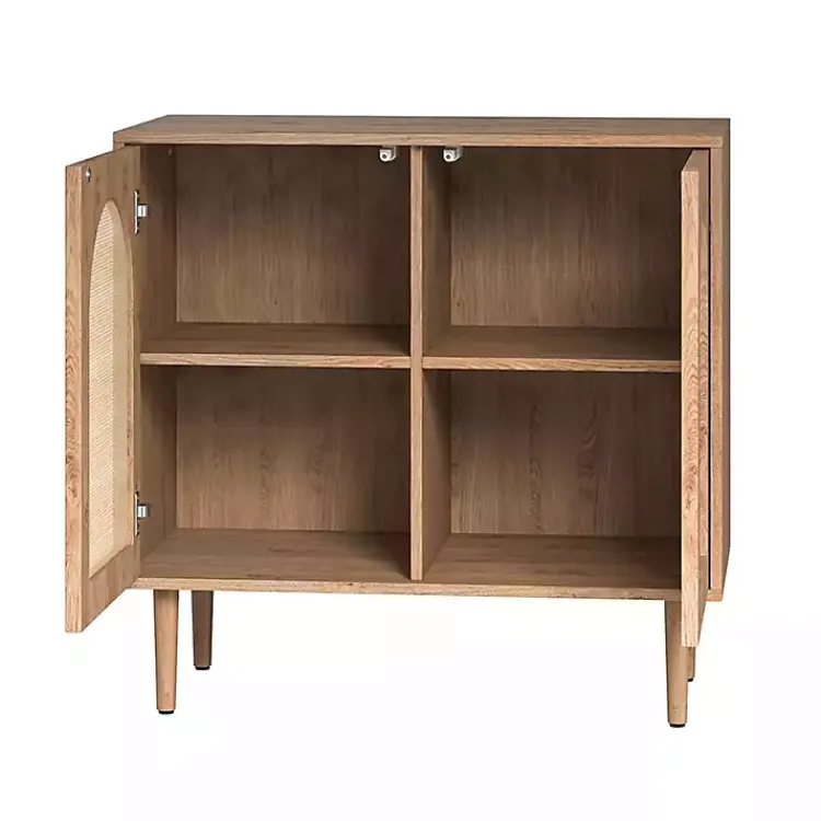 Kirklands Home Oak Wood and Arched Rat 2-Door Cabinet Tan New