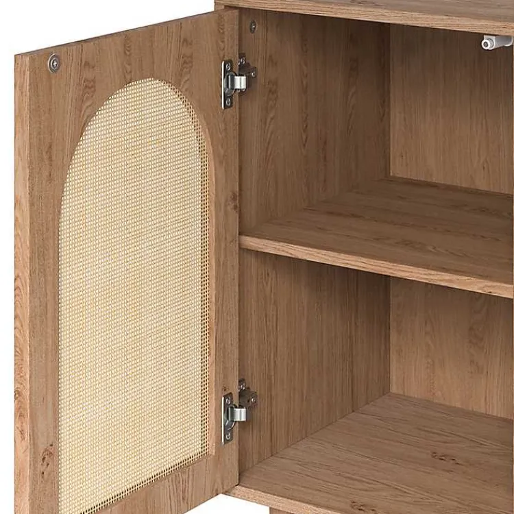 Kirklands Home Oak Wood and Arched Rat 2-Door Cabinet Tan New