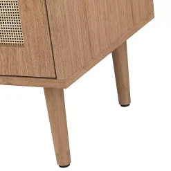 Kirklands Home Oak Wood and Arched Rat 2-Door Cabinet Tan New