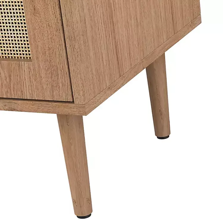 Kirklands Home Oak Wood and Arched Rat 2-Door Cabinet Tan New