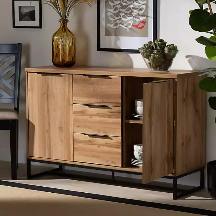 Kirklands Home Oak Wood and Metal Sideboard Buffet Best