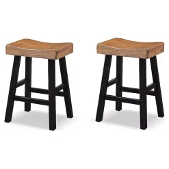 Kirklands Home Oak Wood Backless Cooper Counter Stools, Set of 2 Brown Outlet