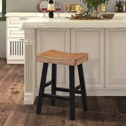 Kirklands Home Oak Wood Backless Cooper Counter Stools, Set of 2 Brown Outlet
