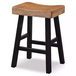 Kirklands Home Oak Wood Backless Cooper Counter Stools, Set of 2 Brown Outlet