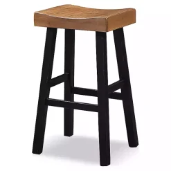 Kirklands Home Oak Wood Backless Cooper Bar Stools, Set of 2 Brown Hot