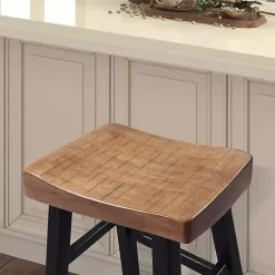 Kirklands Home Oak Wood Backless Cooper Bar Stools, Set of 2 Brown Hot