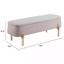 Kirklands Home Oatmeal Shearling Upholstered Storage Bench Tan Clearance
