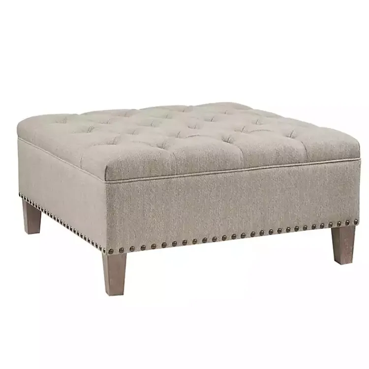 Kirklands Home Oatmeal Tufted Square Ottoman Tan Outlet