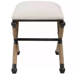 Kirklands Home Oatmeal Upholstered Wrapped Rope Frame Bench Ivory Sale