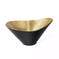 Decorative Bowls & Jars>Kirklands Home Oblong Black and Gold Bowl, 11 in