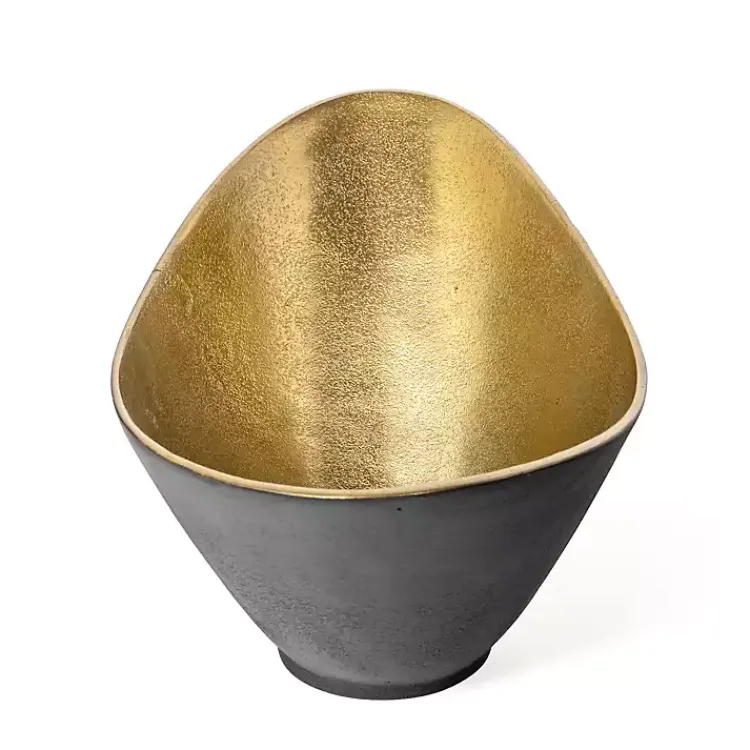 Decorative Bowls & Jars>Kirklands Home Oblong Black and Gold Bowl, 15 in