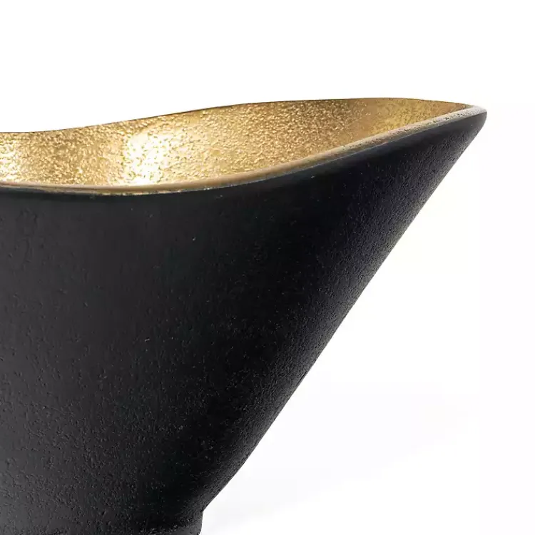 Decorative Bowls & Jars>Kirklands Home Oblong Black and Gold Bowl, 15 in
