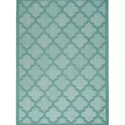 Kirklands Home Ocean Aqua Trellis Outdoor Area Rug, 4x6 Blue New