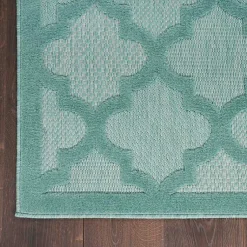 Kirklands Home Ocean Aqua Trellis Outdoor Area Rug, 4x6 Blue New