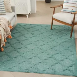 Kirklands Home Ocean Aqua Trellis Outdoor Area Rug, 4x6 Blue New