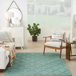 Kirklands Home Ocean Aqua Trellis Outdoor Area Rug, 4x6 Blue New