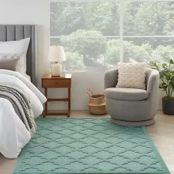 Kirklands Home Ocean Aqua Trellis Outdoor Area Rug, 4x6 Blue New