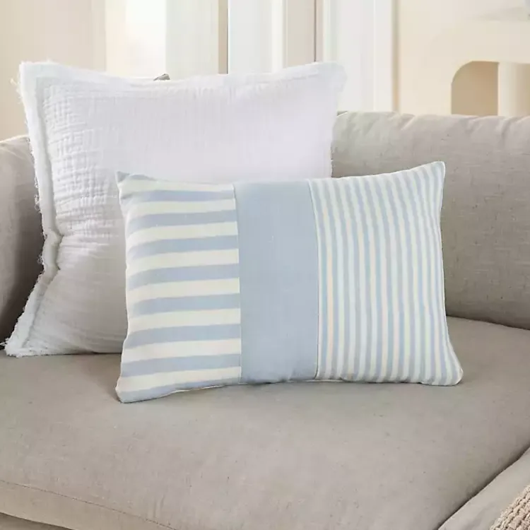 Pillows>Kirklands Home Ocean Asymmetrical Stripes Lumbar Pillow Blue
