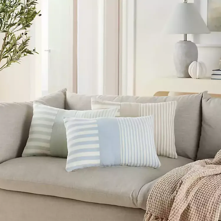 Pillows>Kirklands Home Ocean Asymmetrical Stripes Lumbar Pillow Blue