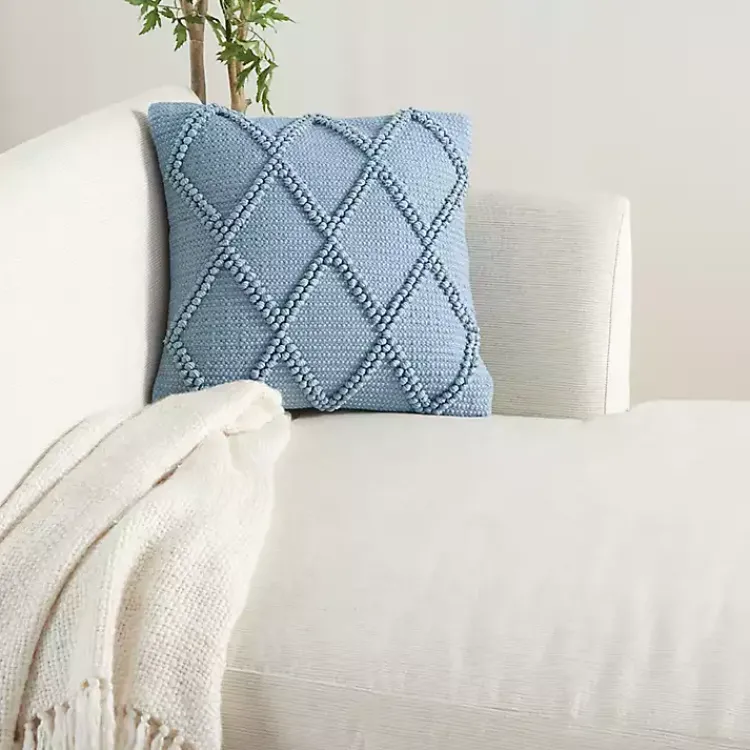 Pillows>Kirklands Home Ocean Diamond Lattice Throw Pillow Blue