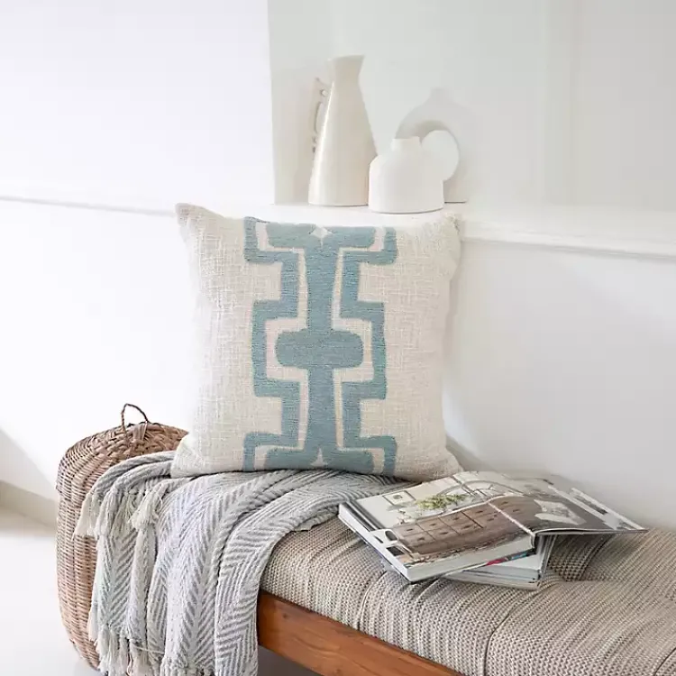 Pillows>Kirklands Home Ocean Blue Geometric Stripe Pillow