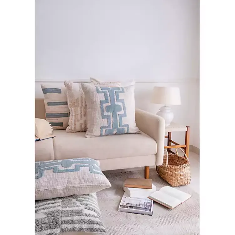 Pillows>Kirklands Home Ocean Blue Geometric Stripe Pillow