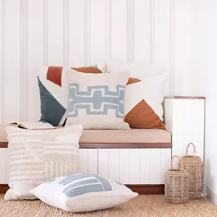 Pillows>Kirklands Home Ocean Blue Geometric Stripe Pillow
