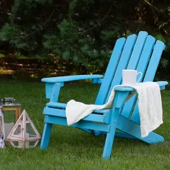 Kirklands Home Ocean Outdoor Folding Adirondack Chair Blue Sale