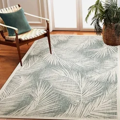 Kirklands Home Ocean Blue Palm Leaves Outdoor Area Rug, 7x9 Hot
