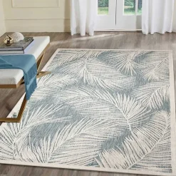 Kirklands Home Ocean Blue Palm Leaves Outdoor Area Rug, 7x9 Hot