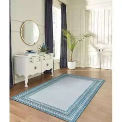 Kirklands Home Ocean Blue Threaded Frame Outdoor Area Rug, 4x7 Hot