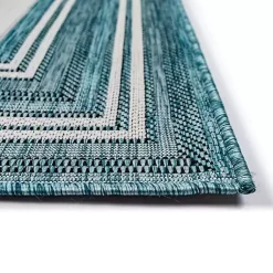 Kirklands Home Ocean Blue Threaded Frame Outdoor Area Rug, 4x7 Hot