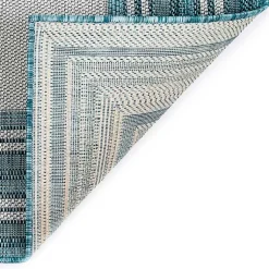 Kirklands Home Ocean Blue Threaded Frame Outdoor Area Rug, 4x7 Hot