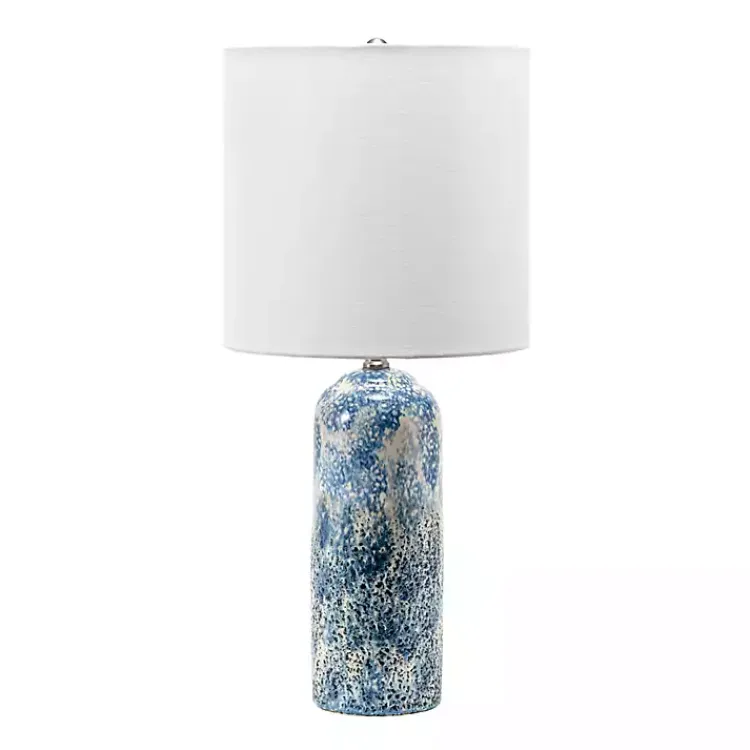 Kirklands Home Ocean Blues Mottled Pillar Table Lamp White Hot