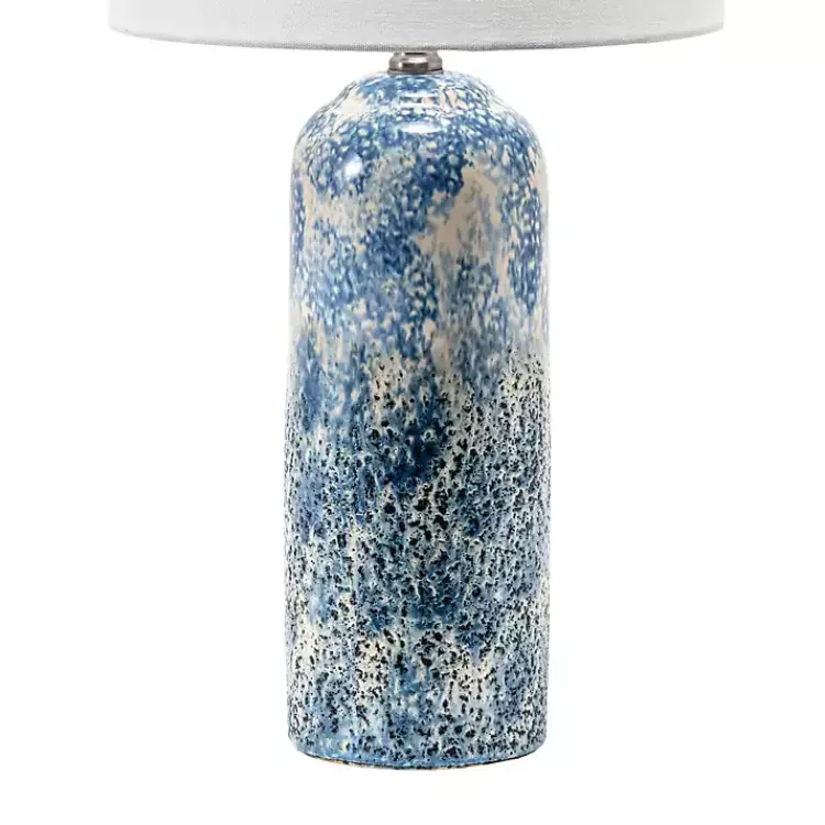 Kirklands Home Ocean Blues Mottled Pillar Table Lamp White Hot