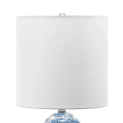 Kirklands Home Ocean Blues Mottled Pillar Table Lamp White Hot