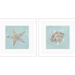 Kirklands Home Ocean Seashells II Framed Art Prints, Set of 2 New