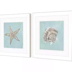 Kirklands Home Ocean Seashells II Framed Art Prints, Set of 2 New
