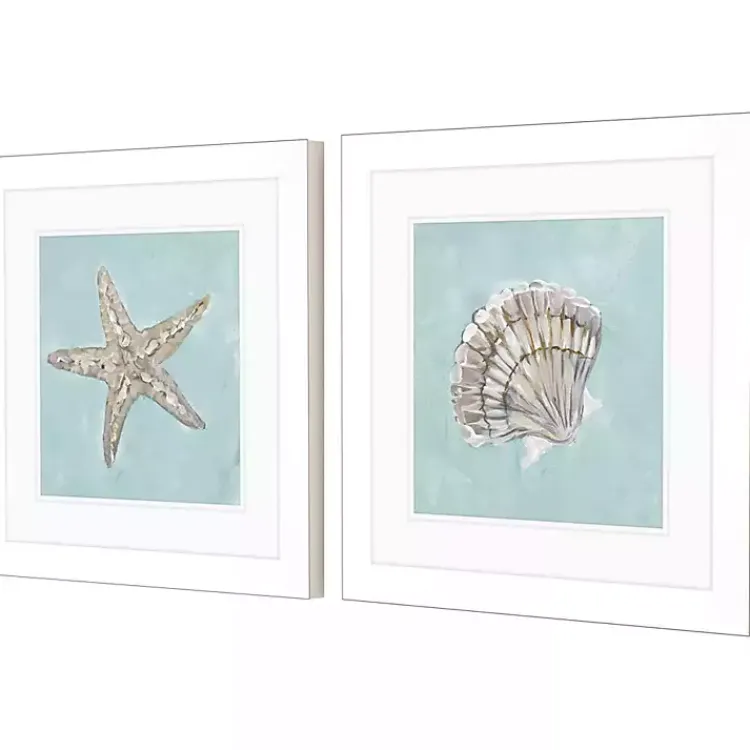 Kirklands Home Ocean Seashells II Framed Art Prints, Set of 2 New