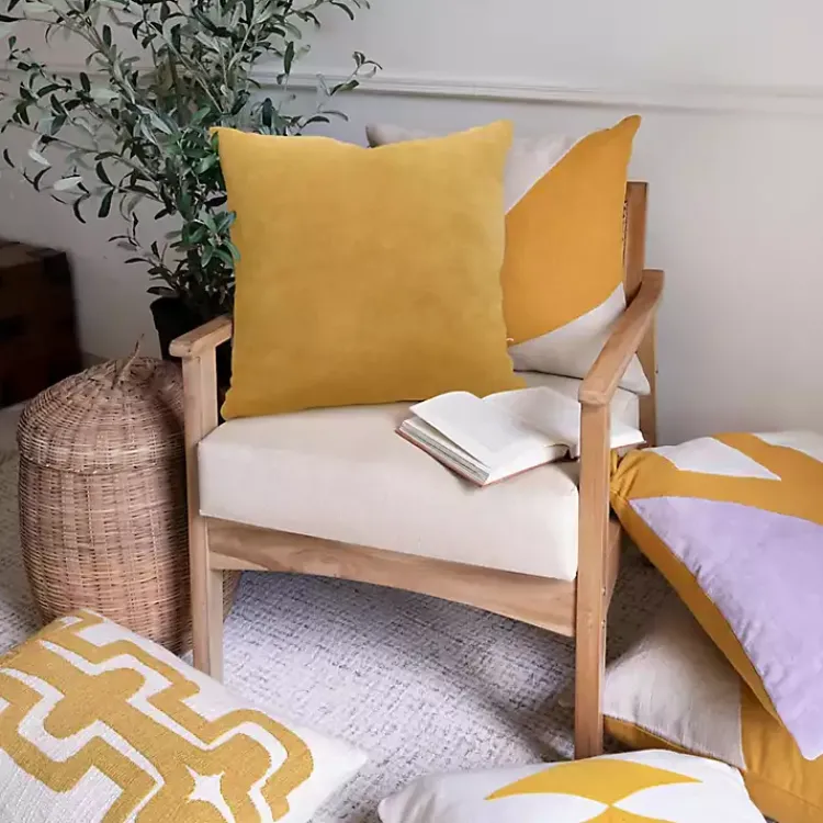 Pillows>Kirklands Home Ochre Velvet Handmade Throw Pillow Yellow